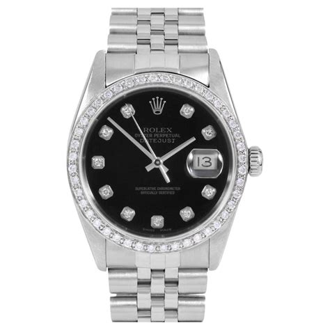 rolex black diamond diamond datejust automatic watch
